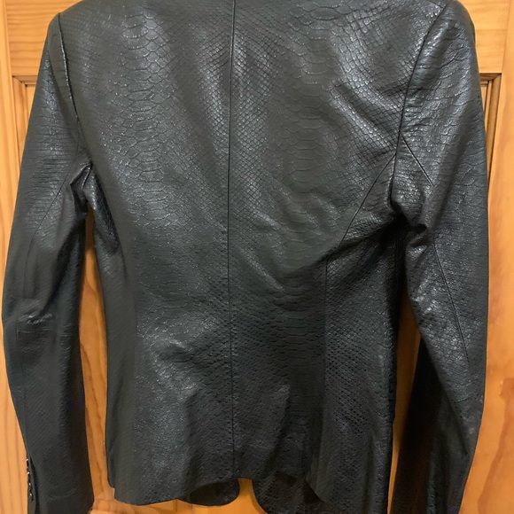 Rachel Zoe black 100% python-embossed leather slim blazer - Picture 8 of 16